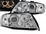 Paire de feux phares avant Audi A6 C5 de 1997 a 1999 angel eyes chrome xenon