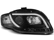 Paire de feux phares Audi A4 B7 de 2004 a 2008 Tube Light LTI DRL Led noir