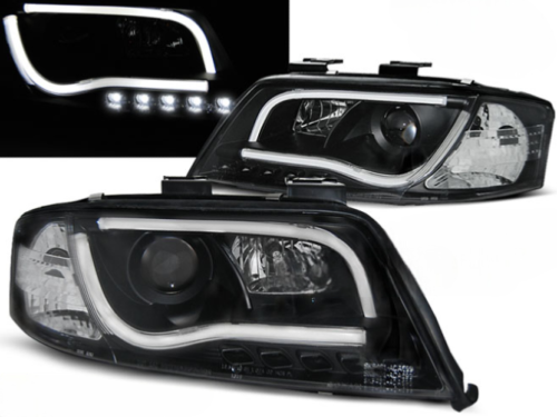 Paire de feux phares Audi A6 de 2001 a 2004 noir Tube Light DRL led