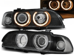 Paire de feux phares BMW serie 5 E39 de 1995 a 2000 xenon angel eyes noir