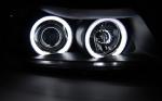Paire de feux phares BMW serie 3 E90 / E91 de 2005 a 2008 angel eyes CCFL noir