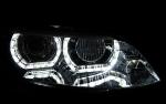 Paire de feux phares BMW serie 3 E92 / E93 06-10 angel eyes LED 3D DRL chrome