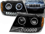 Paire de feux phares Jeep Grand Cherokee de 1999 a 05/2005 angel eyes noir