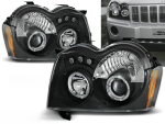 Paire de feux phares Jeep Grand Cherokee de 2005 a 2008 angel eyes noir