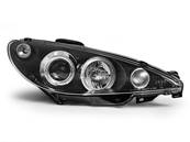 Paire de feux phares Peugeot 206 98-02 angel eyes noir