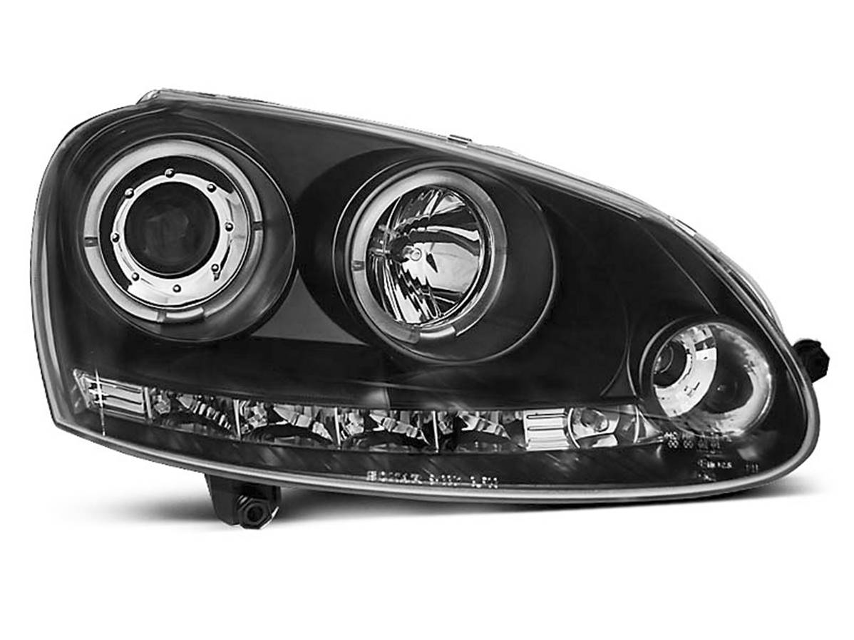 Paire de feux phares VW Golf 5 03-09 angel eyes led noir