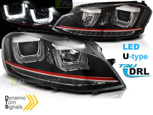 Paire de feux phares VW Golf 7 12-17 LED U-type DRL Noir