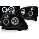 Paire de feux phares Renault Clio 2 01-05 angel eyes CCFL noir