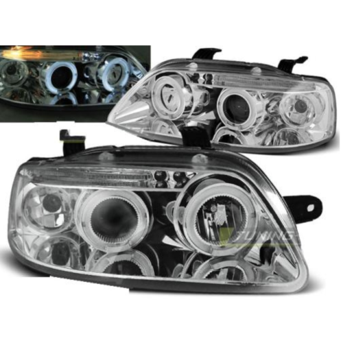Paire de feux phares Chevrolet Aveo 03-06 angel eyes chrome