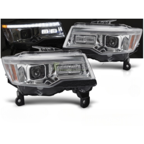 Paire de feux phares Jeep Grand Cherokee de 2016 a 2021 Xenon LED DRL Dyn Chrome
