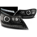 Paire de feux phares Skoda Octavia 09-12 Daylight led noir