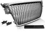 Grille de calandre pour Audi A4 B8 2008 a 2011 look Sport argent et noir