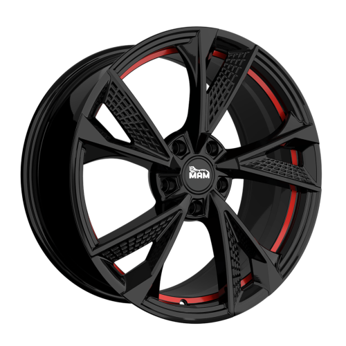 Jante Mam RS6 20x8.5 ET40 5/108 Black Painted Red Inside