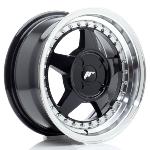 Jante JR Wheels JR6 15x7 ET20-35 - 4 Trous sur mesures - Gloss black Machined lip