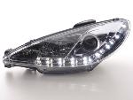 Paire de feux phares Daylight Led Peugeot 206 de 98-05 Noir