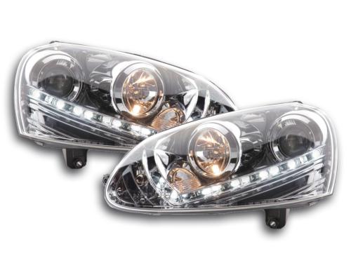 Paire de feux phares Daylight DRL Led VW Golf 5 de 03-08 Chrome