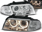 Paire de feux phares Audi A4 B5 de 1999 a 2000 angel eyes chrome
