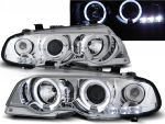 Paire de phares BMW serie 3 E46 Coupe de 1999 a 2003 angel eyes chrome