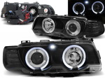 Paire de feux phares BMW serie 7 E38 de 1998 a 2001 angel eyes noir xenon