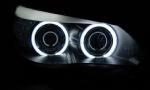 Paire de feux phares BMW serie 5 E60 / E61 de 2003 a 2007 angel eyes CCFL noir led