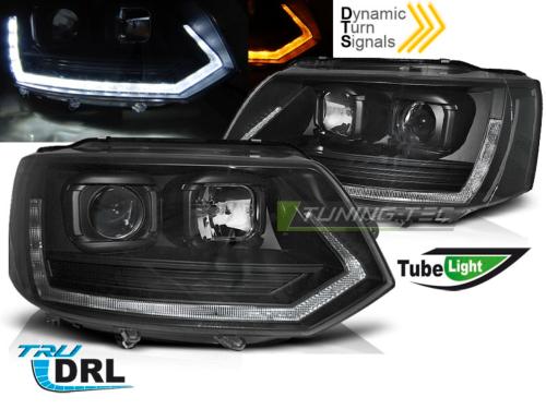 Paire de feux phares VW T5 10-15 DRL LTI LED Noir