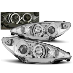 Paire de feux phares Peugeot 206 98-02 Angel eyes chrome