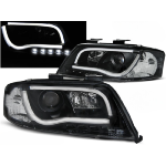 Paire de feux phares Audi A6 de 1997 a 2001 Tube Light DRL led noir