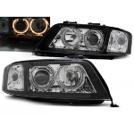 Paire de feux phares avant Audi A6 C5 de 2001 a 2004 angel eyes noir
