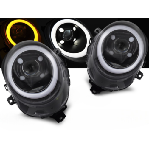 Paire de feux phares Mini Cooper F55-F56-F57 de 2014 a 2017 - FULL LED DRL Noir Brillant