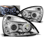 Paire de feux phares Renault Clio 2 01-05 angel eyes chrome