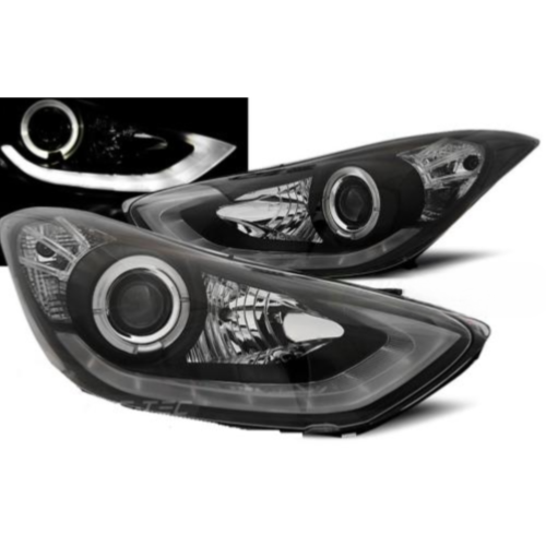 Paire de feux phares Hyundai Elantra 10-15 Angel Eyes LED noir