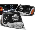 Paire de feux phares Jeep Grand Cherokee 99-05 Daylight LED noir