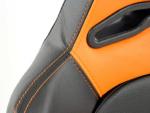 Paire de siege baquet Edition 1 Noir Orange Simili cuir inclinable rabattable