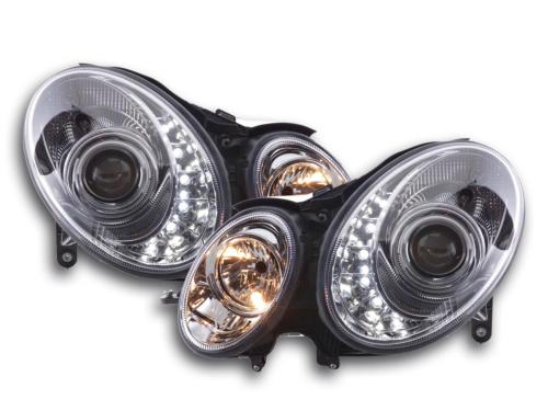 Paire de feux phares Daylight led Mercedes Classe E 211 de 02-06 chrome