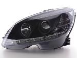 Paire de feux phares Daylight led Mercedes Classe C W204 07-10 Noir