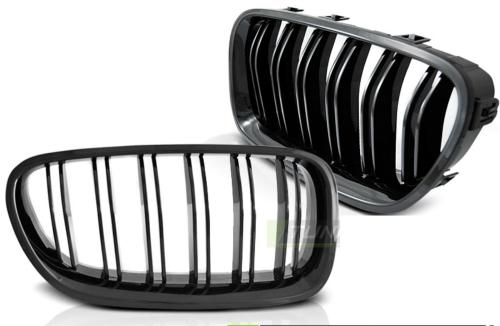 Paire grilles calandre BMW serie 5 F10 / F11 de 2010 a 2016 Look sport noir brillant