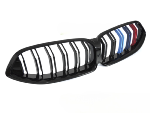 Grille de calandre avant BMW Serie 8 G14 / G15 de 2018 a 2022 Noir brillant + Tricolore