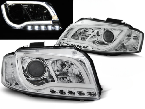Paire de phares Audi A3 8P de 2003 a 2008 Tube Light DRL chrome