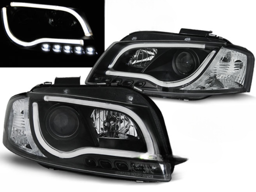 Paire de feux phares Audi A3 8P de 2003 a 2008 Daylight DRL LTI led noir
