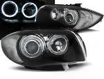 Paire de feux phares BMW serie 1 E87 / E81 de 2004 a 2011 angel eyes noir