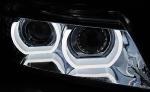 Paire feux phares BMW E90/E91 09-11 Xenon Angel Eyes Led DRL Chrome