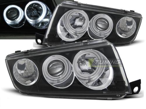 Paire de feux phares Skoda Fabia 99-08 angel eyes CCFL noir