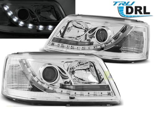Paire de feux phares VW T5 03-09 Daylight DRL LED chrome