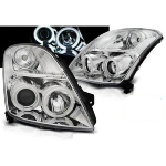 Paire de feux phares Suzuki Swift 05-10 angel eyes CCFL chrome