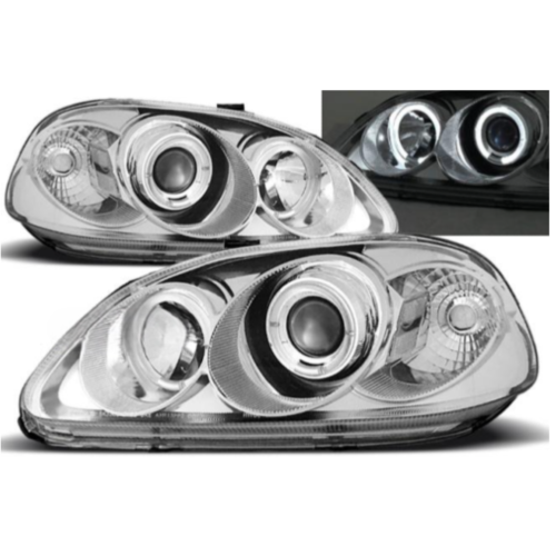 Paire de feux phares Honda Civic 99-01 angel eyes chrome